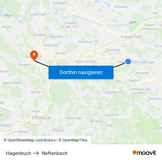 Hagenbuch to Neftenbach map