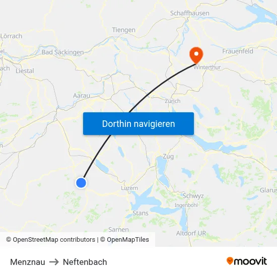 Menznau to Neftenbach map