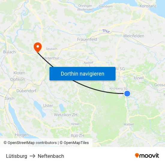 Lütisburg to Neftenbach map