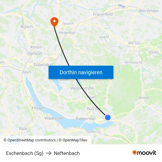 Eschenbach (Sg) to Neftenbach map