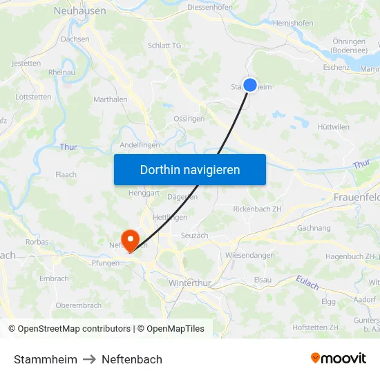 Stammheim to Neftenbach map