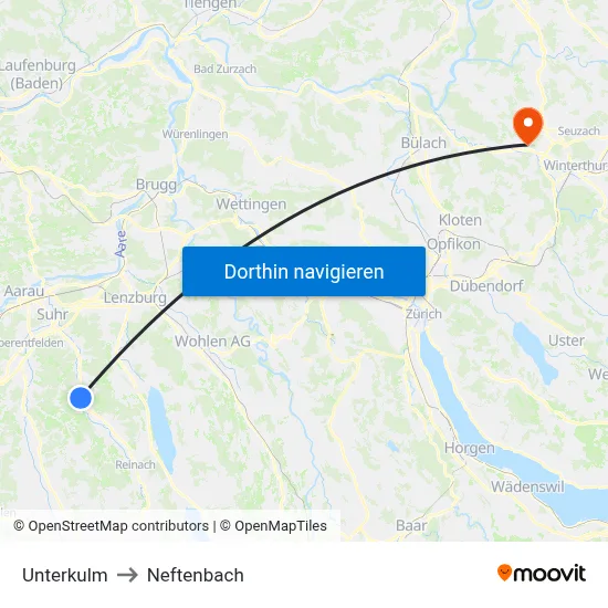 Unterkulm to Neftenbach map