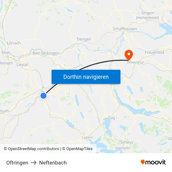 Oftringen to Neftenbach map