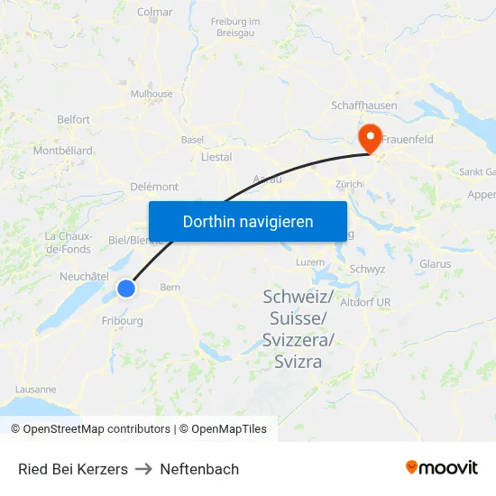 Ried Bei Kerzers to Neftenbach map