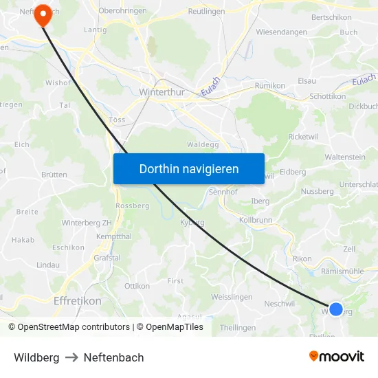 Wildberg to Neftenbach map