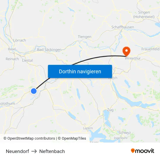 Neuendorf to Neftenbach map