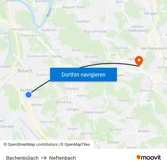 Bachenbülach to Neftenbach map