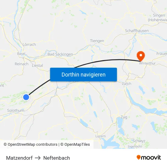 Matzendorf to Neftenbach map