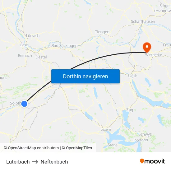 Luterbach to Neftenbach map