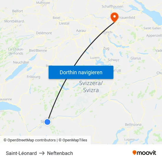 Saint-Léonard to Neftenbach map