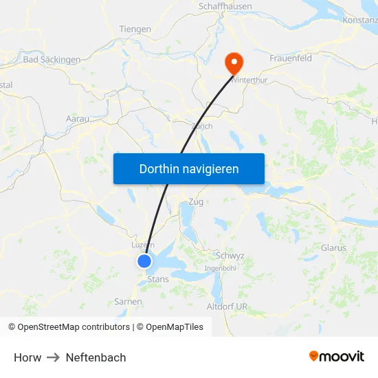 Horw to Neftenbach map