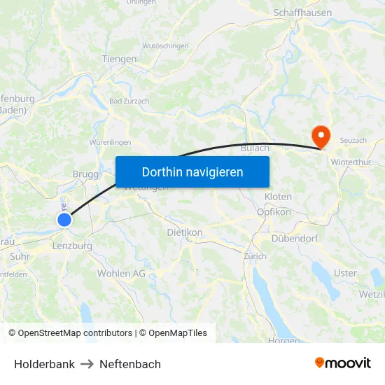 Holderbank to Neftenbach map