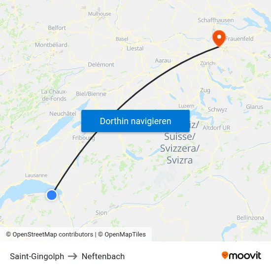 Saint-Gingolph to Neftenbach map