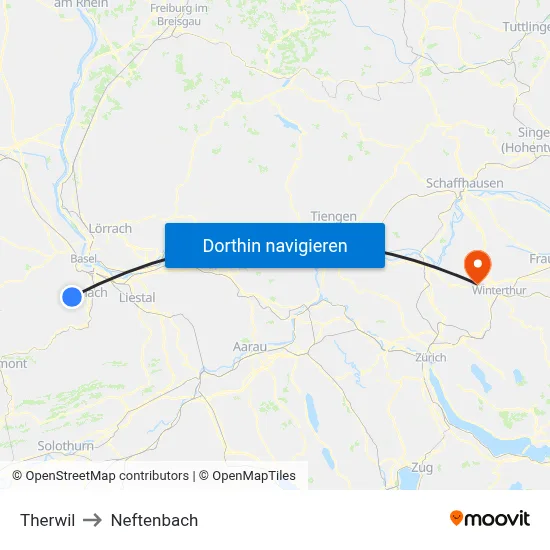 Therwil to Neftenbach map