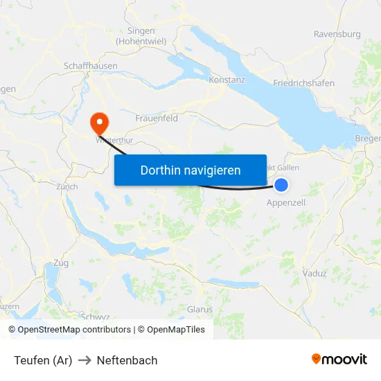 Teufen (Ar) to Neftenbach map