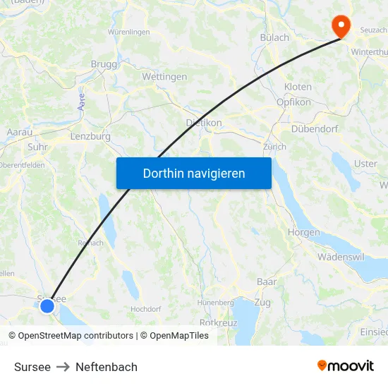 Sursee to Neftenbach map
