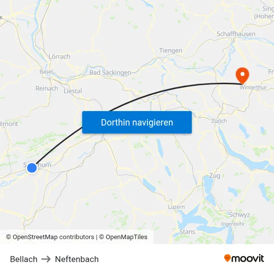 Bellach to Neftenbach map