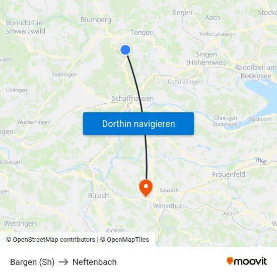 Bargen (Sh) to Neftenbach map