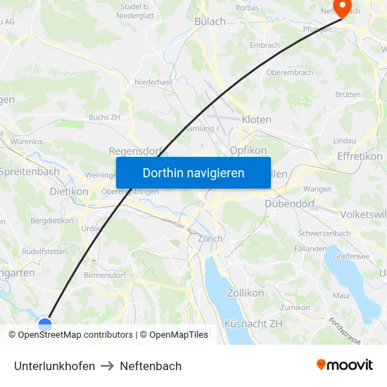Unterlunkhofen to Neftenbach map