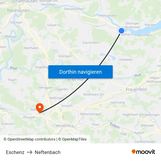 Eschenz to Neftenbach map