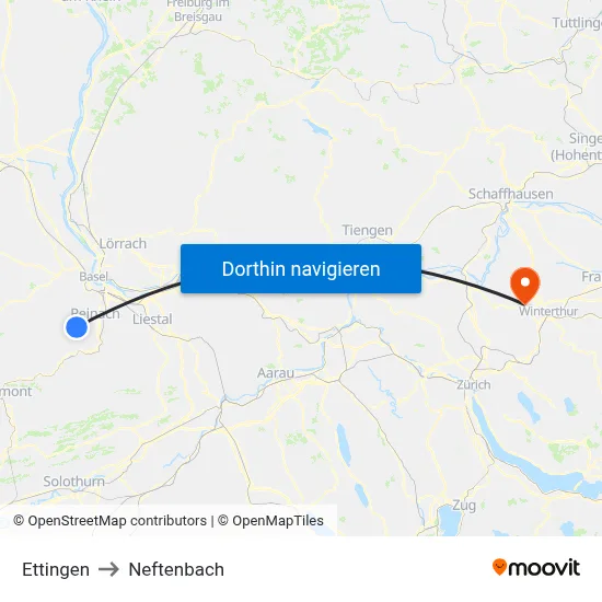 Ettingen to Neftenbach map