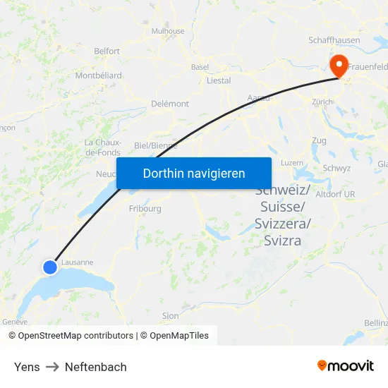 Yens to Neftenbach map