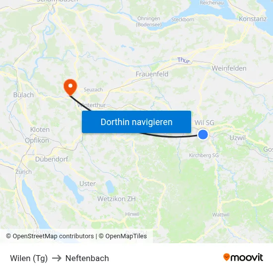 Wilen (Tg) to Neftenbach map