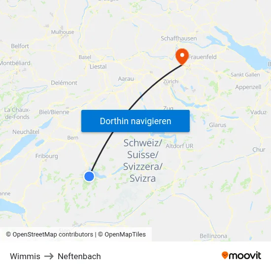 Wimmis to Neftenbach map