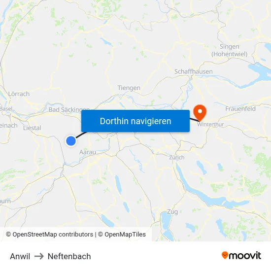 Anwil to Neftenbach map