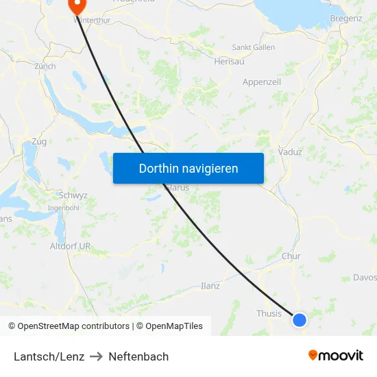 Lantsch/Lenz to Neftenbach map