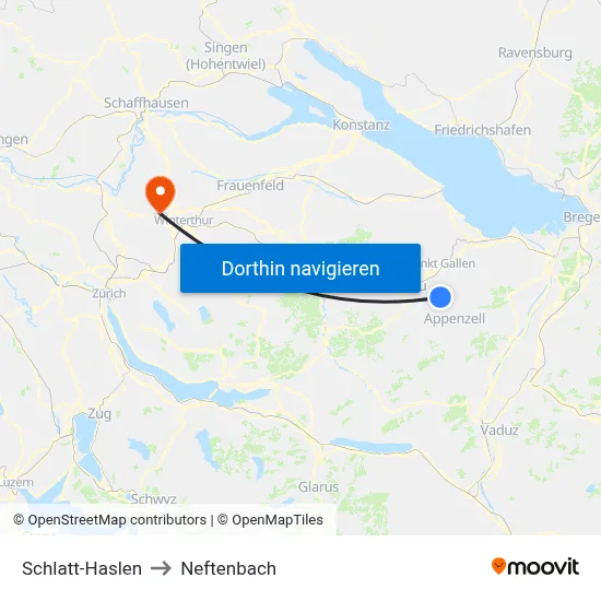 Schlatt-Haslen to Neftenbach map