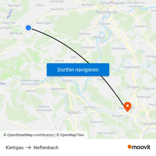 Klettgau to Neftenbach map