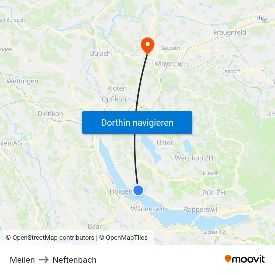 Meilen to Neftenbach map