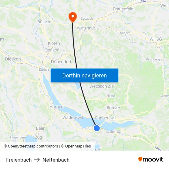 Freienbach to Neftenbach map