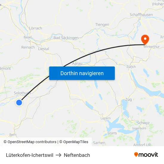 Lüterkofen-Ichertswil to Neftenbach map