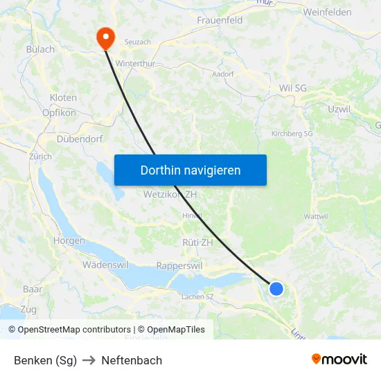 Benken (Sg) to Neftenbach map