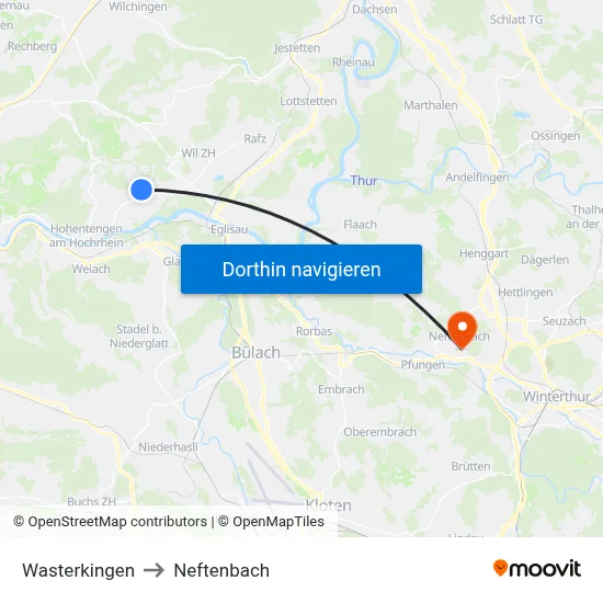Wasterkingen to Neftenbach map