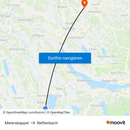 Meierskappel to Neftenbach map