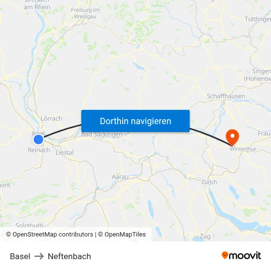 Basel to Neftenbach map
