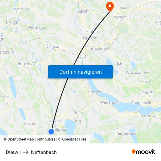 Dietwil to Neftenbach map