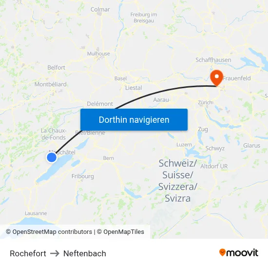 Rochefort to Neftenbach map