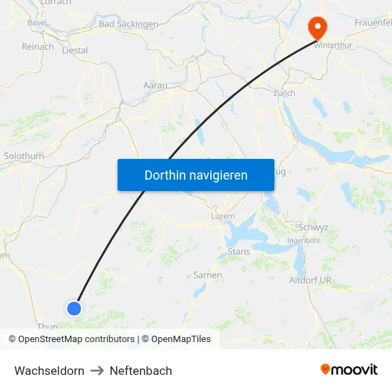 Wachseldorn to Neftenbach map