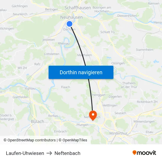 Laufen-Uhwiesen to Neftenbach map