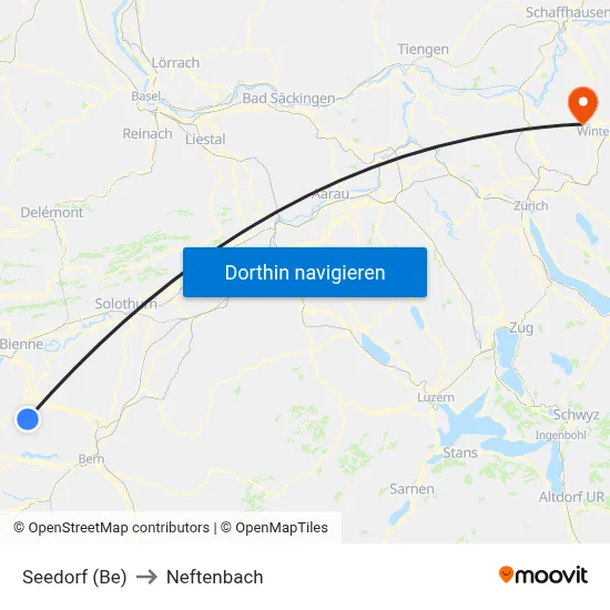Seedorf (Be) to Neftenbach map