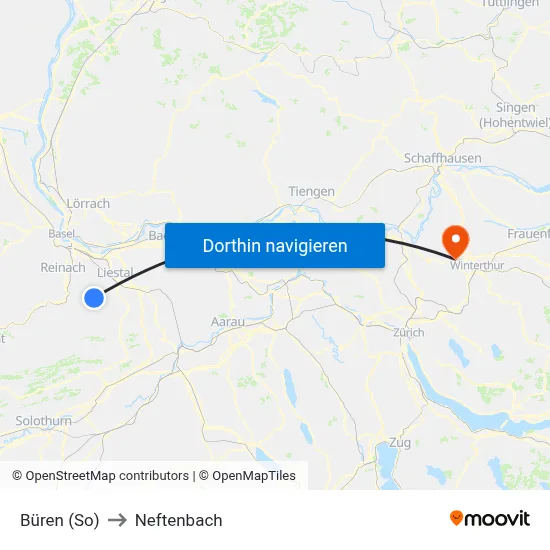 Büren (So) to Neftenbach map