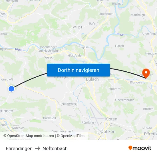 Ehrendingen to Neftenbach map