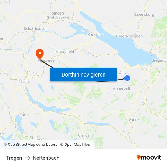 Trogen to Neftenbach map