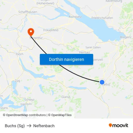 Buchs (Sg) to Neftenbach map