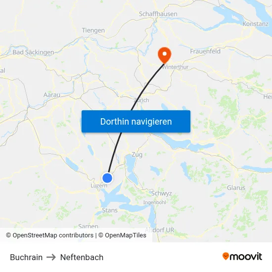 Buchrain to Neftenbach map