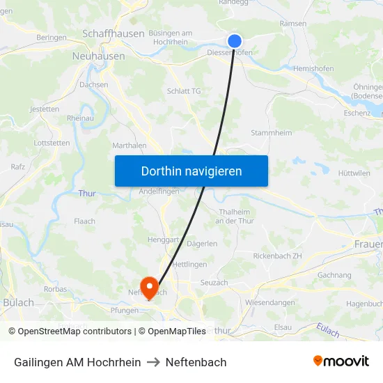 Gailingen AM Hochrhein to Neftenbach map
